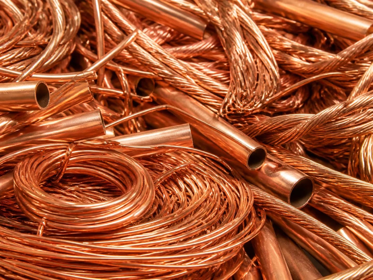 Clean copper wire and tubing ready for appraisal